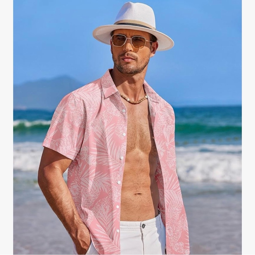 Men’s Hawaiian Short Sleeve, Button Down Shirt